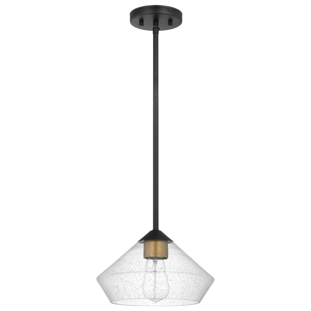 Starlight; 1 Light Mini Pendant; Medium Base; 60 Watt; Matte Black Finish: Clear Seeded Glass