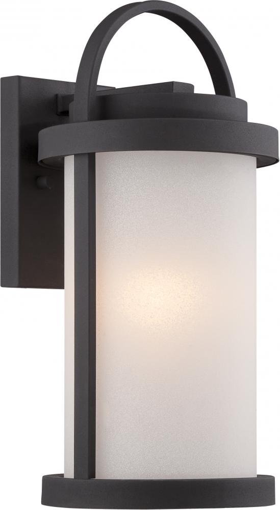 Willis - LED Small Wall Lantern with Antique White Glass - Textured Black Finish