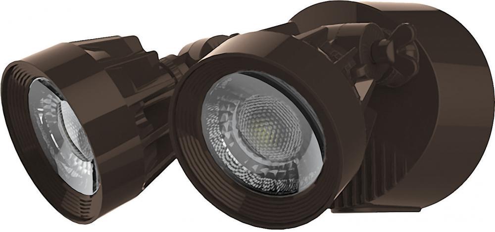 LED Security Light; Dual Head; Bronze Finish; 3000K