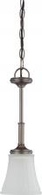 Nuvo 60/4017 - 1-Light Mini Pendant Light Fixture in Aged Pewter Finish with Frosted Etched Glass