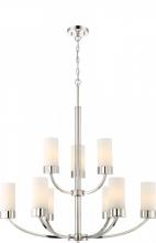 Nuvo 60/6229 - Denver - 9 Light Chandelier with Satin White Glass - Polished Nickel Finish