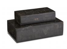 Currey 1200-0452 - Black Bone Mosaic Box Set of 2
